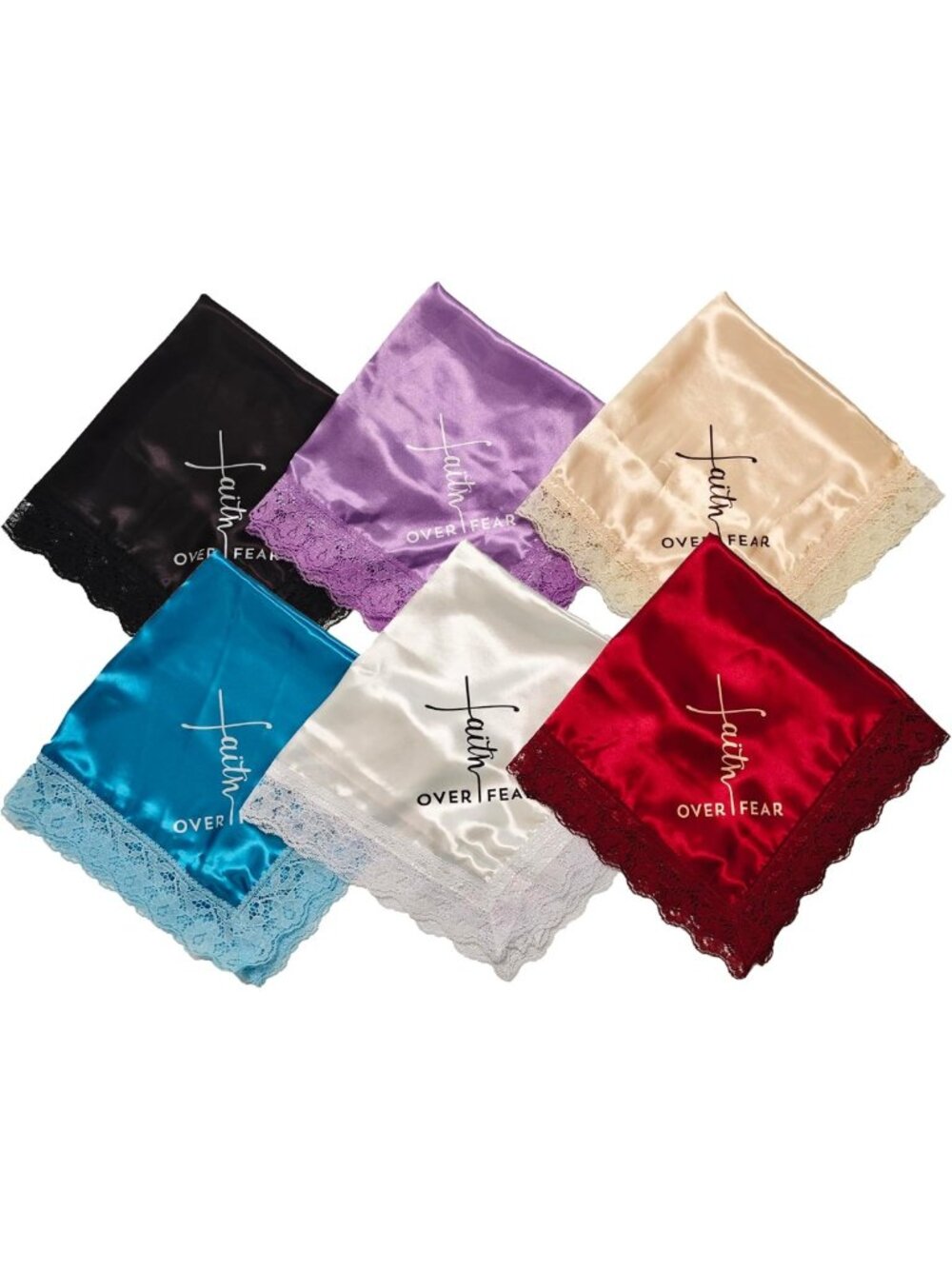 Elegant Women's Lace Trim Lap Scarf, 26" Silk Feel Handkerchief for Church